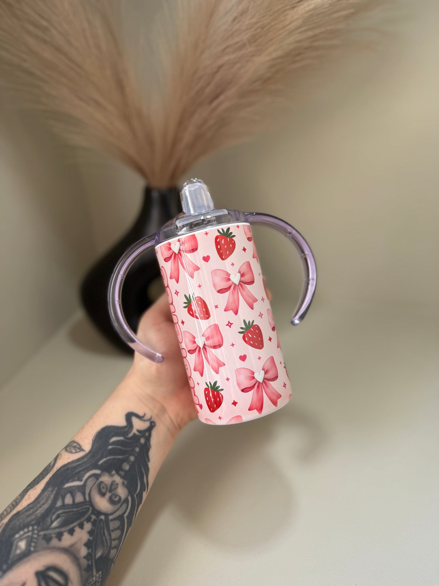 Personalised Strawberry 12oz Sippy Cup Tumbler