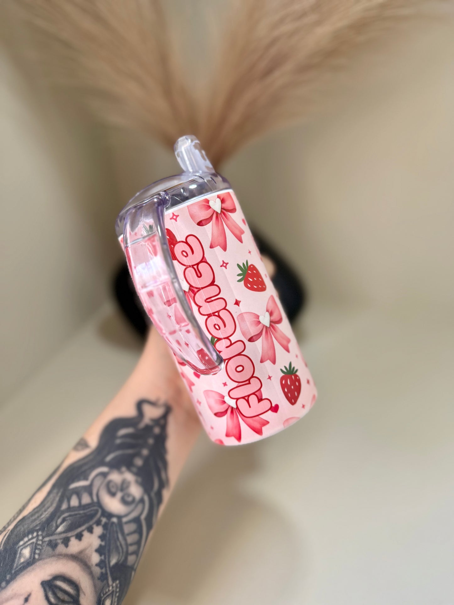 Personalised Strawberry 12oz Sippy Cup Tumbler