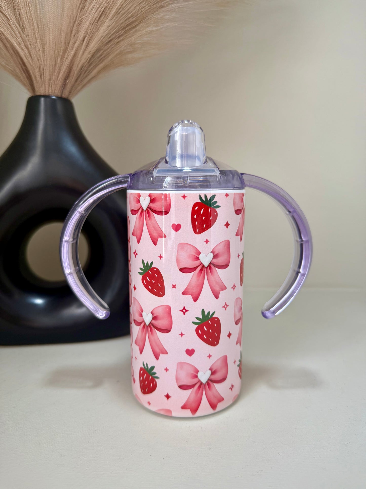 Personalised Strawberry 12oz Sippy Cup Tumbler