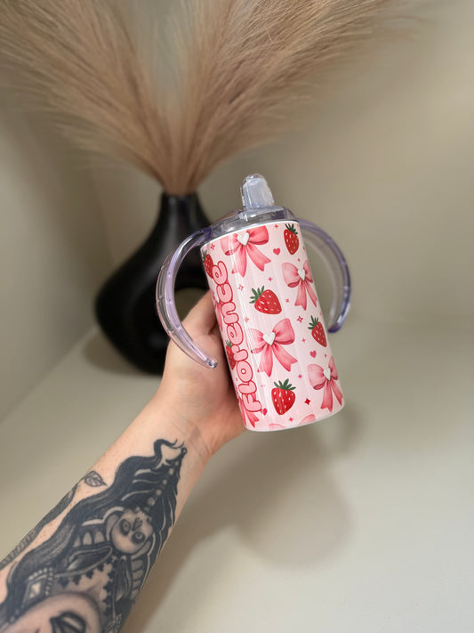 Personalised Strawberry 12oz Sippy Cup Tumbler