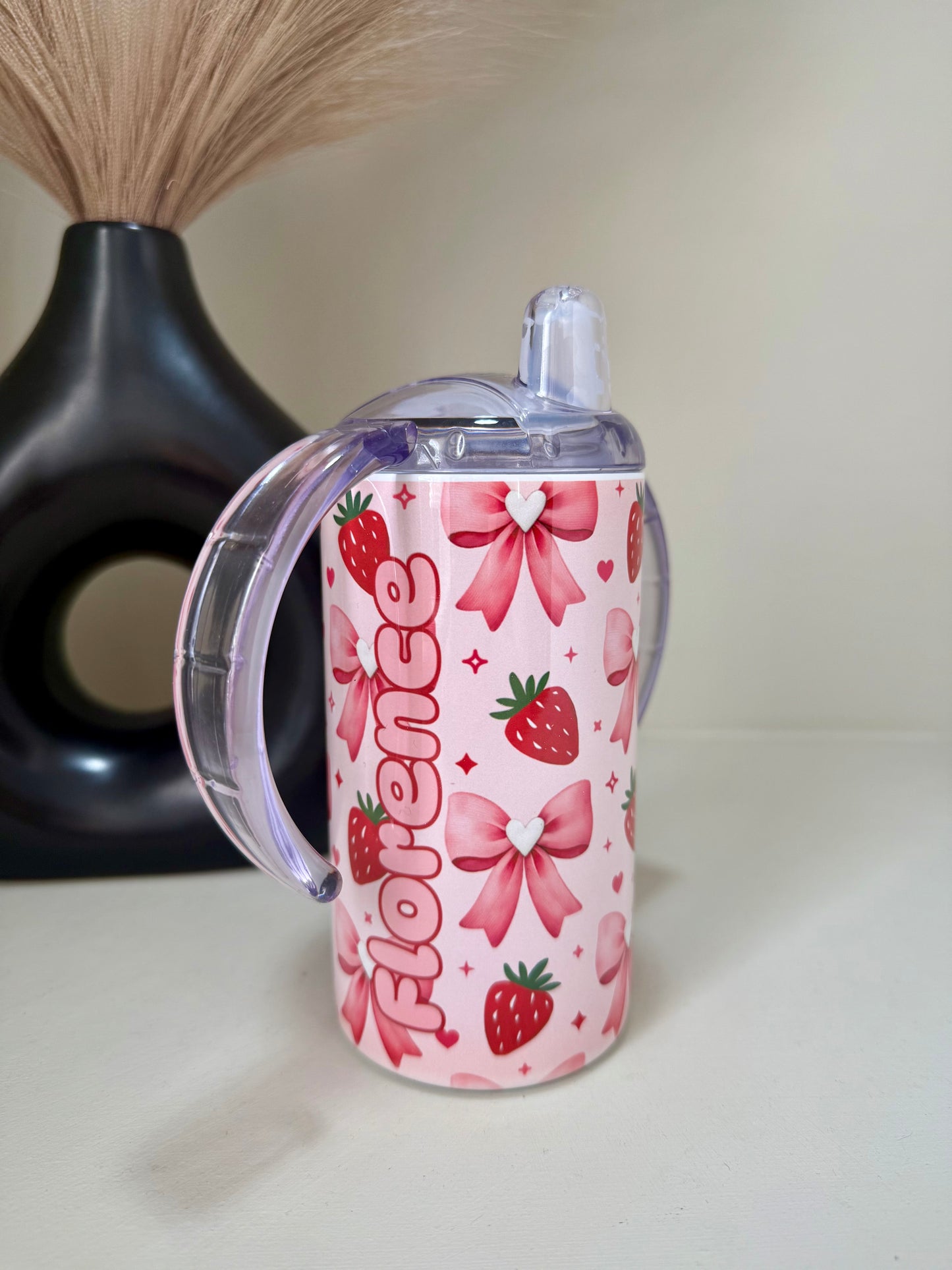 Personalised Strawberry 12oz Sippy Cup Tumbler